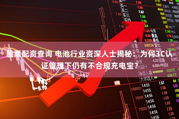 股票配资查询 电池行业资深人士揭秘：为何3C认证管理下仍有不合规充电宝？